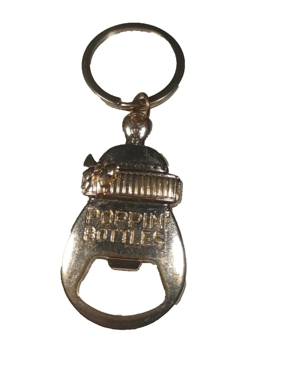Poppin Bottles Bottle Opener Keychain Gold Tone